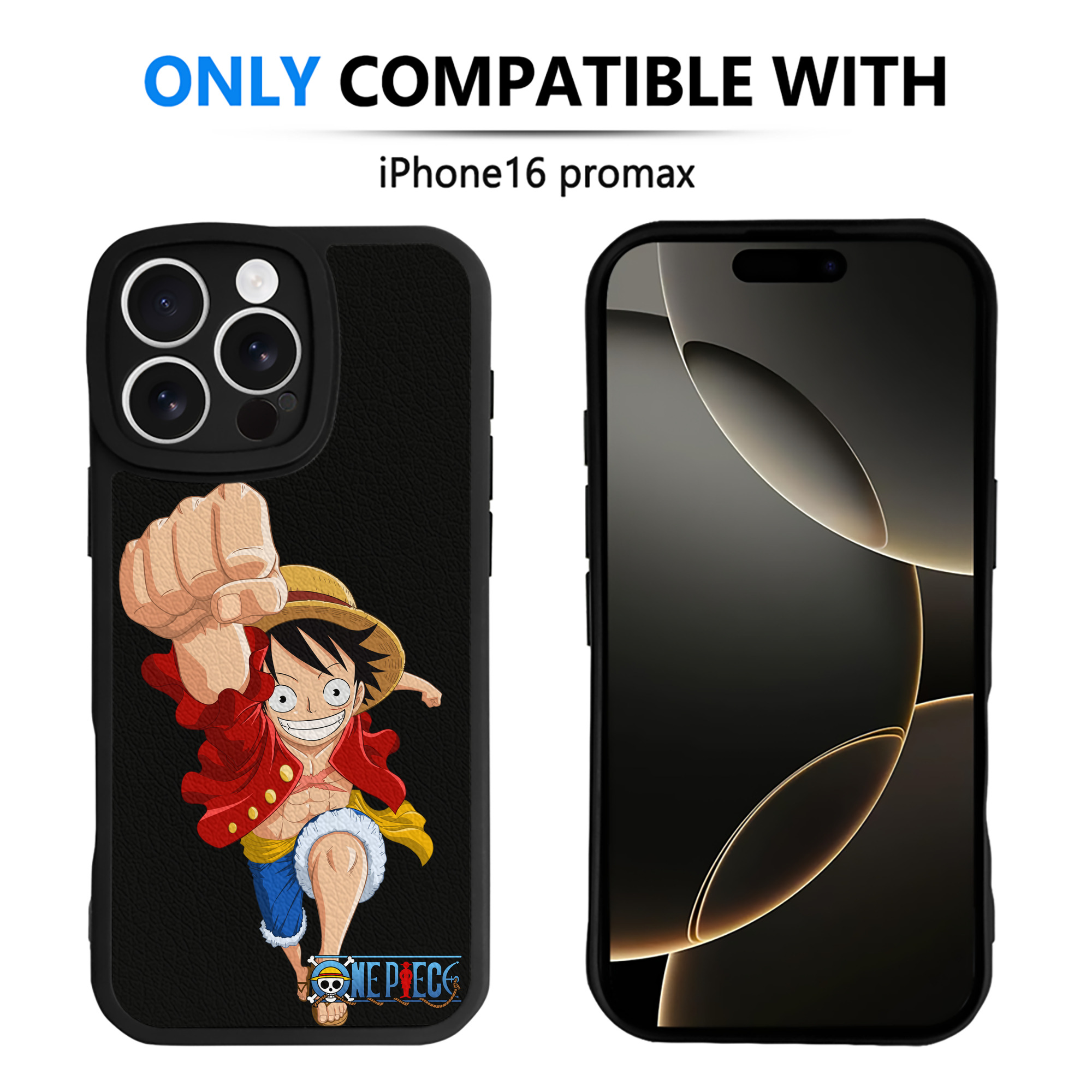 （画像用） ワンピース モンキー・D・ルフィ ONE PIECE Monkey D. Luffy 【iPhone 16シリーズ対応】シリコンスマホケース（レザー調） 材質：シリコン